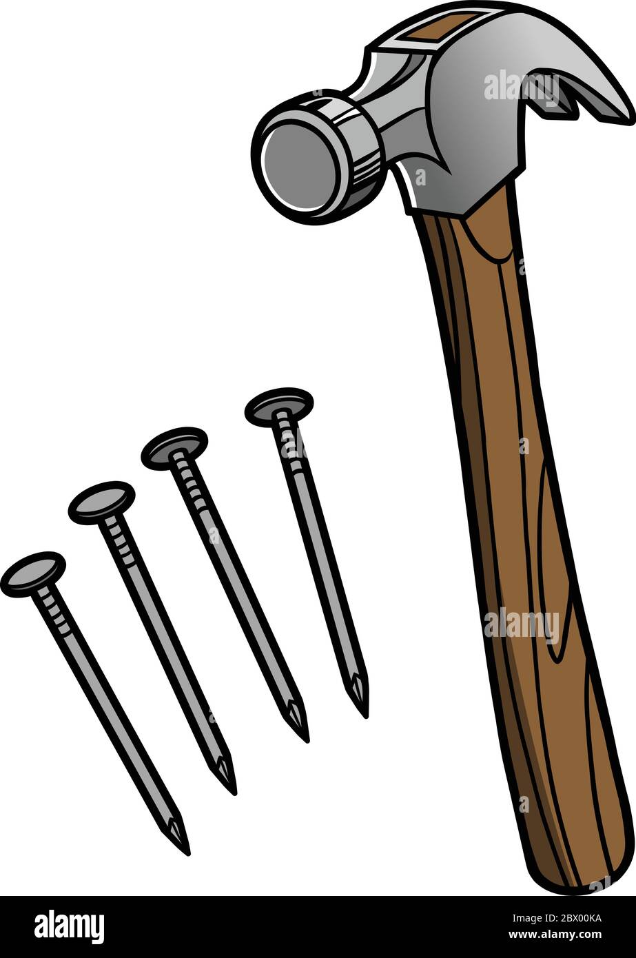 Hammer and Nails An Illustration of a Hammer and Nails Stock Vector