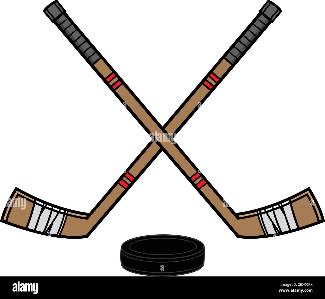 Hockey Sticks and Puck An Illustration of Hockey Sticks and Puck Stock Vector Image & Art Alamy