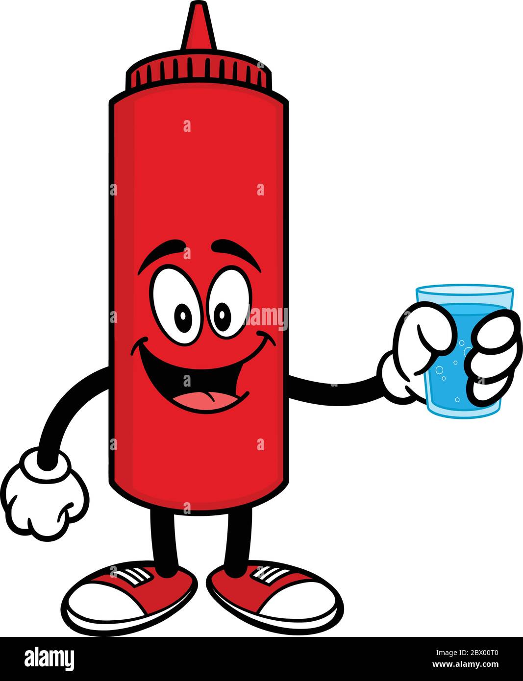 Ketchup with Water A Cartoon Illustration of a Ketchup Bottle with a