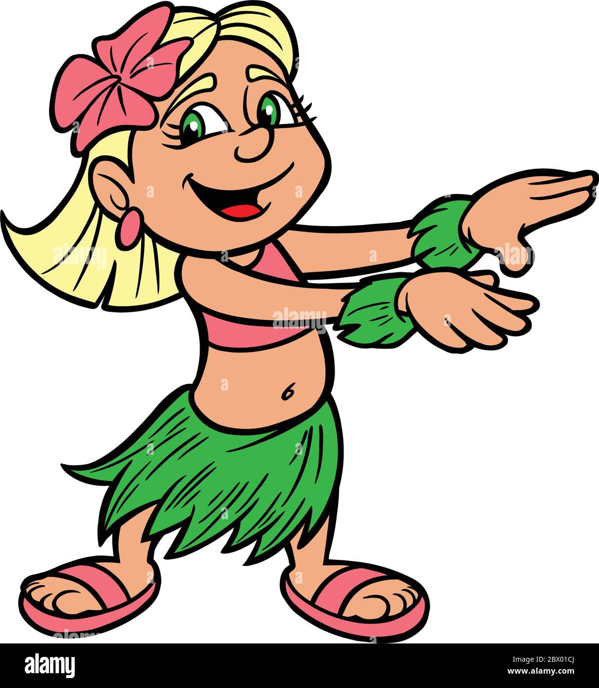 Hula Girl A Cartoon Illustration Of A Hula Girl Stock Vector Image