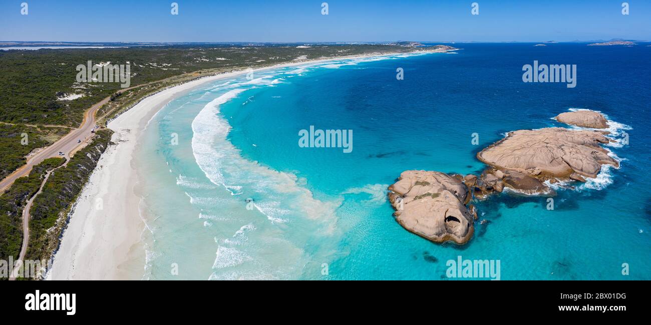 Rock formation in the ocean adjacent to the beach at Twilight Cove, Esperance, Western Australia Stock Photo