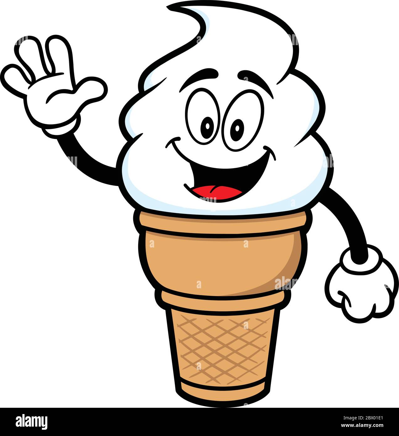 Ice Cream Mascot Waving A cartoon illustration of an Ice Cream Mascot