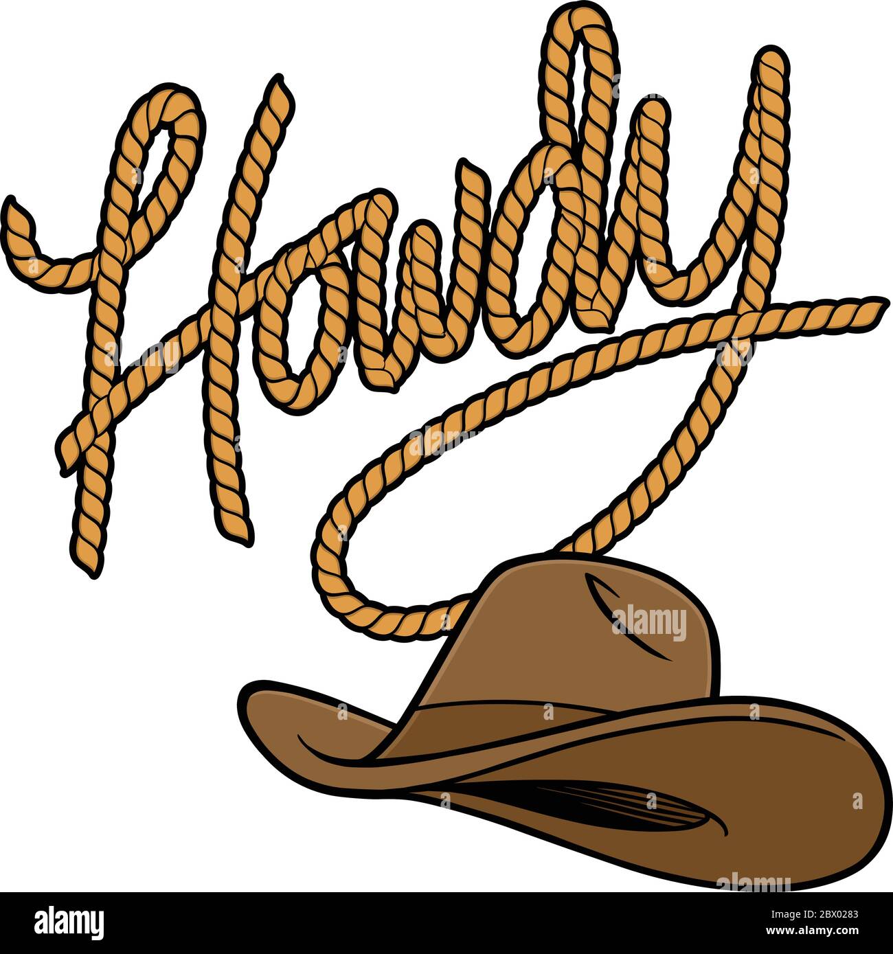 Howdy Cowboy Rope and Hat- An Illustration of a Howdy Cowboy Rope and Hat. Stock Vector