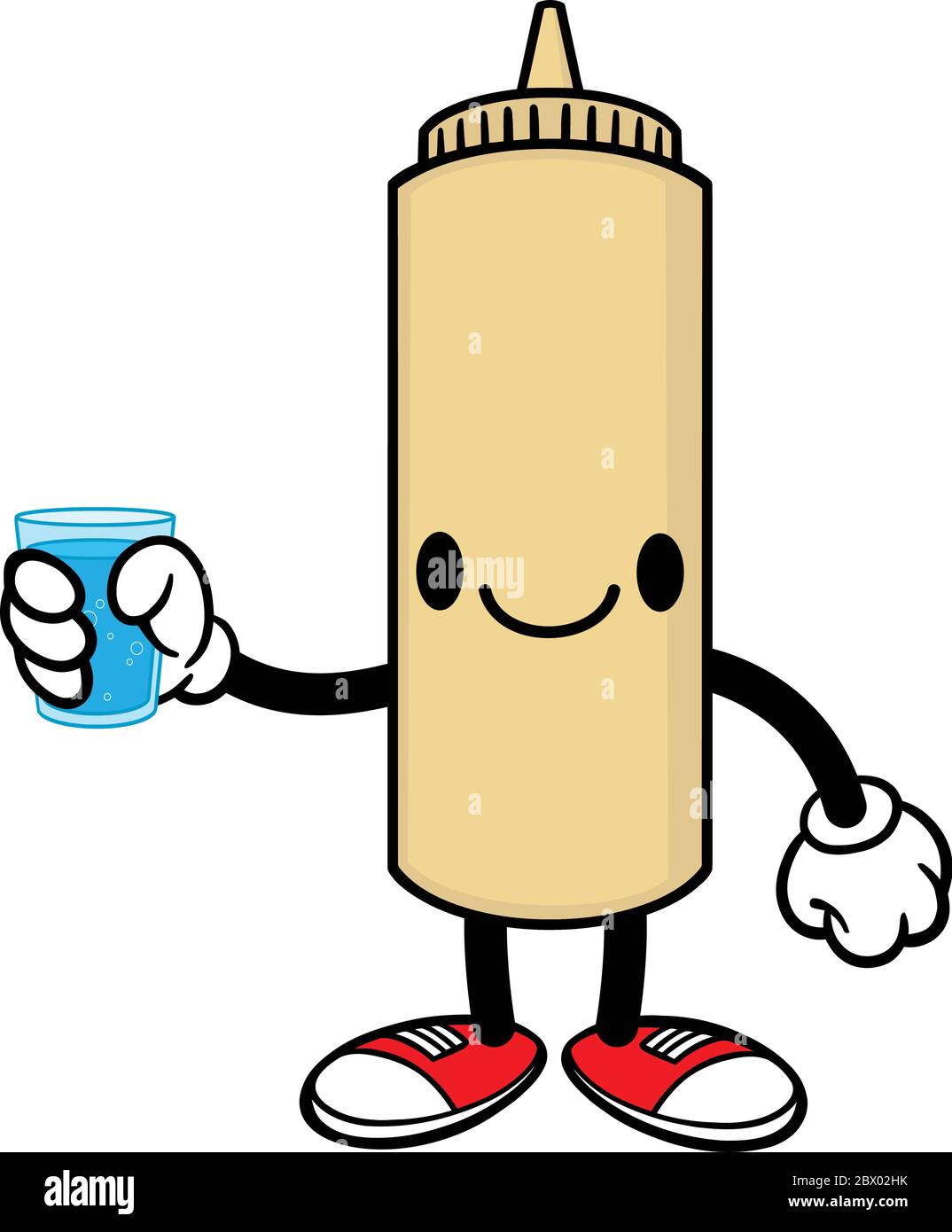 Japanese Mayo with Water A Cartoon Illustration of a Japanese Mayo