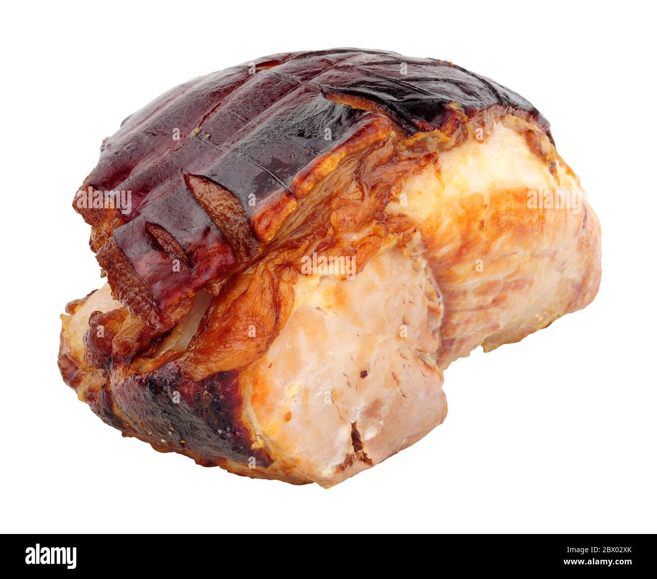 Roasted smoked gammon roast joint isolated on a white background Stock