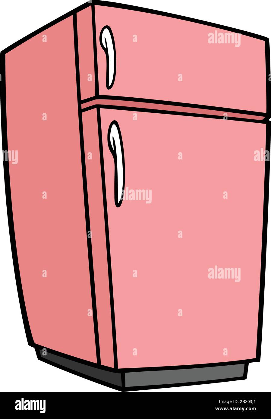 Pink Retro Refrigerator - A cartoon illustration of a Pink Retro Refrigerator. Stock Vector