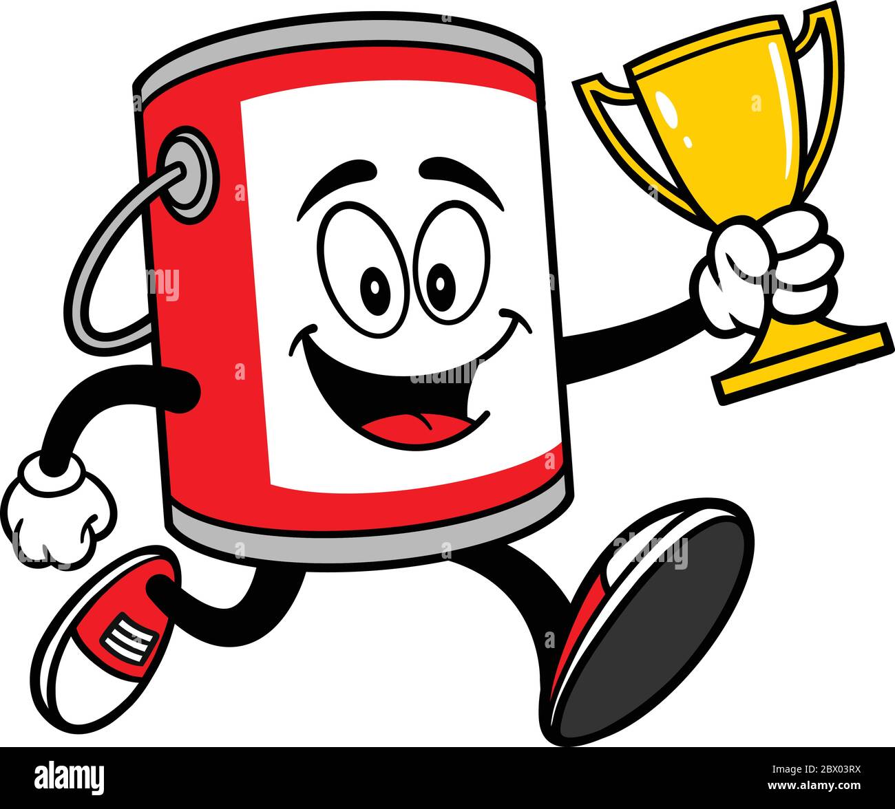 Paint Bucket Mascot Running with Trophy - A cartoon illustration of a Paint Bucket Mascot Running with a Trophy. Stock Vector