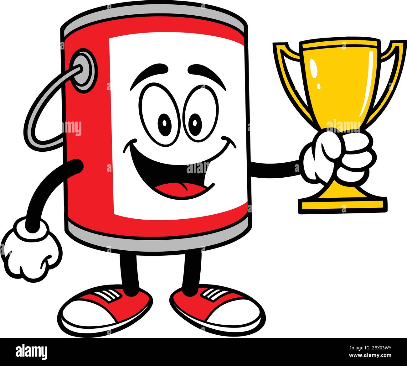 Paint Bucket Mascot with Trophy - A cartoon illustration of a Paint Bucket Mascot with a Trophy. Stock Vector