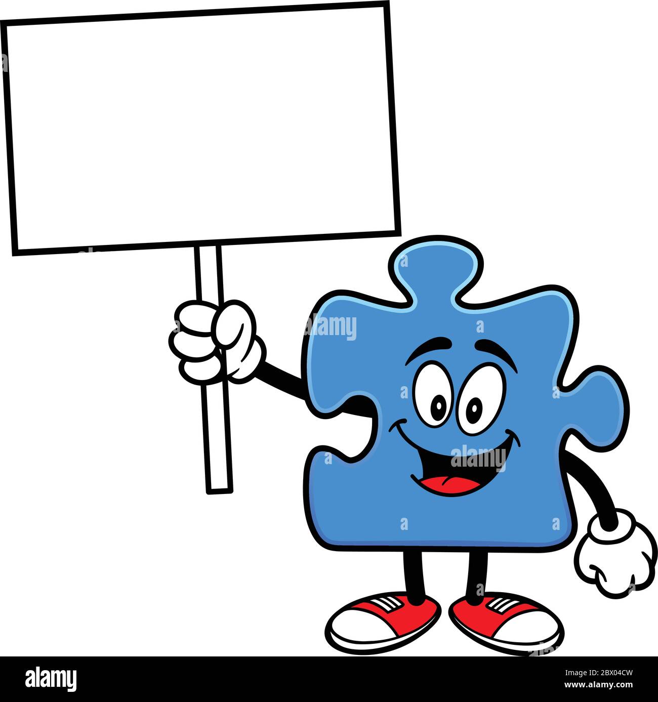 Puzzle with Sign- A Cartoon Illustration of a Puzzle with a Sign Stock ...
