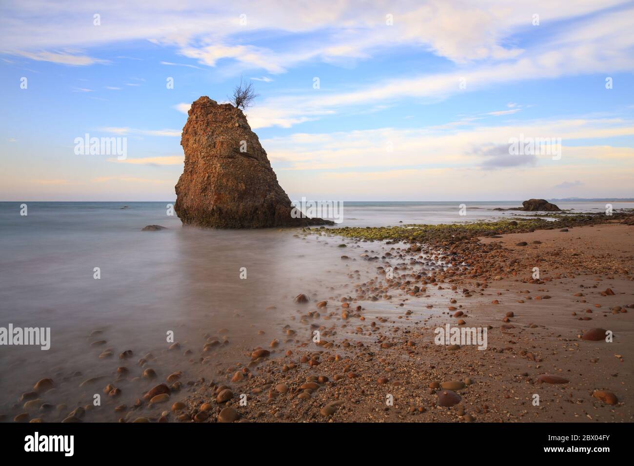 Green Moss Covered Rocks Boulders At Batu Luang Kuala Penyu Sabah Malaysia During Sunset Beautiful Sunset At Batu Luang Beach Sabah Borneo Im Stock Photo Alamy