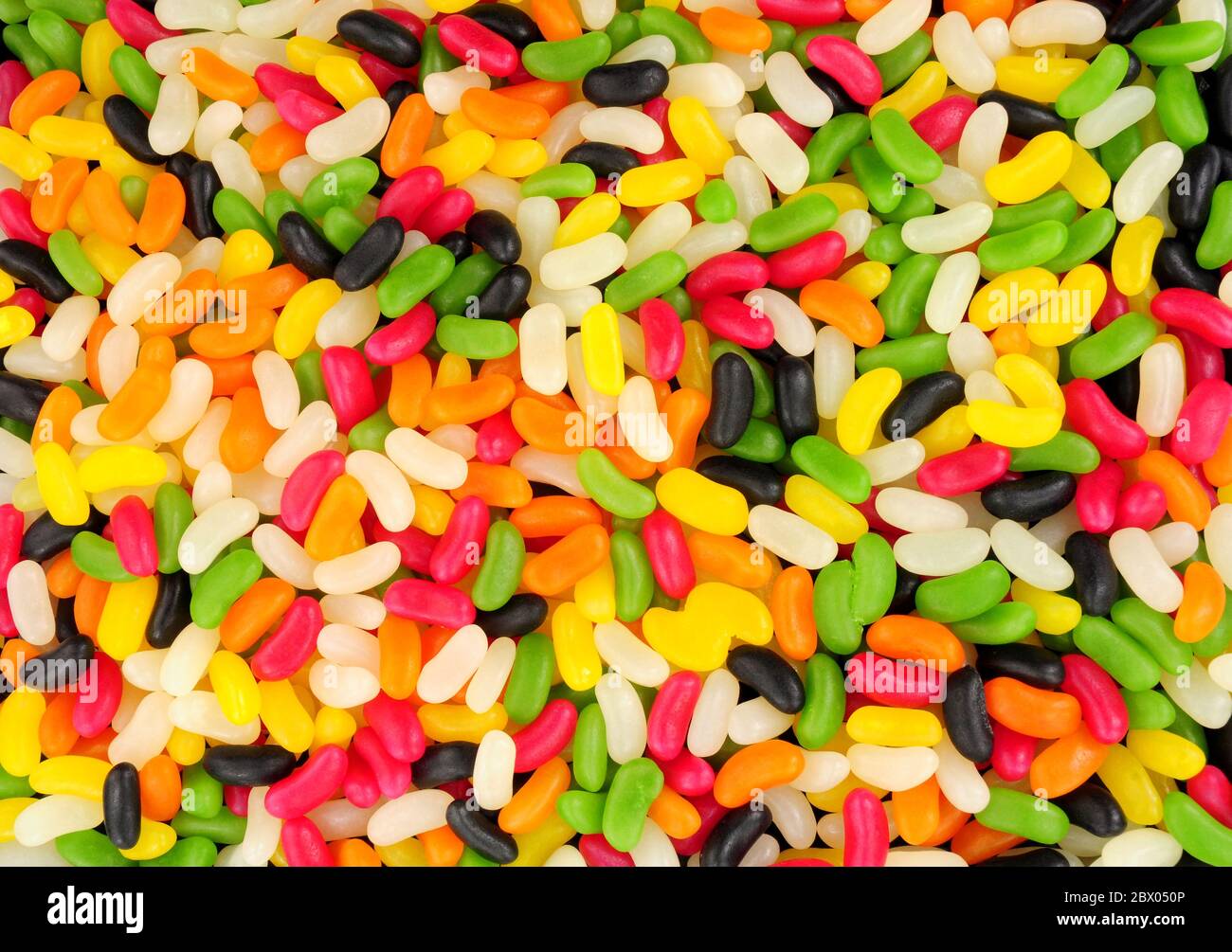 Colourful jelly bean shaped candy sweet background Stock Photo