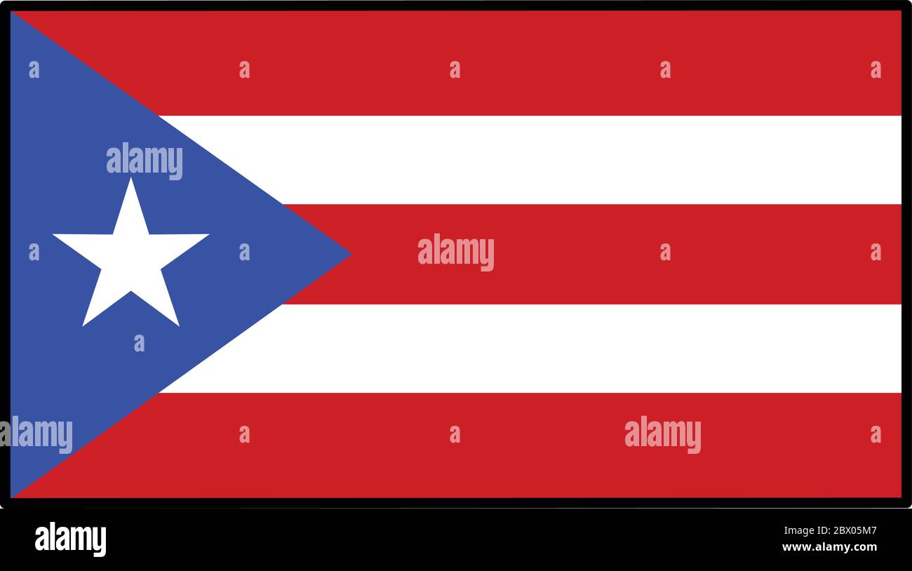 Puerto Rico Flag - A cartoon illustration of a Puerto Rico Flag. Stock Vector