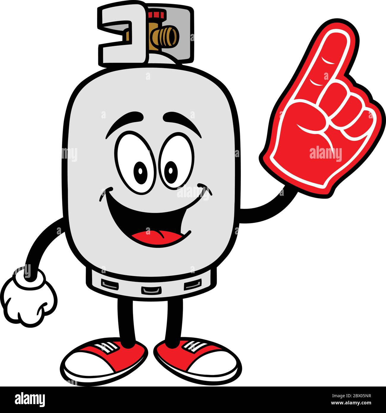 Propane Tank with Foam Finger A Cartoon Illustration of a Propane Tank