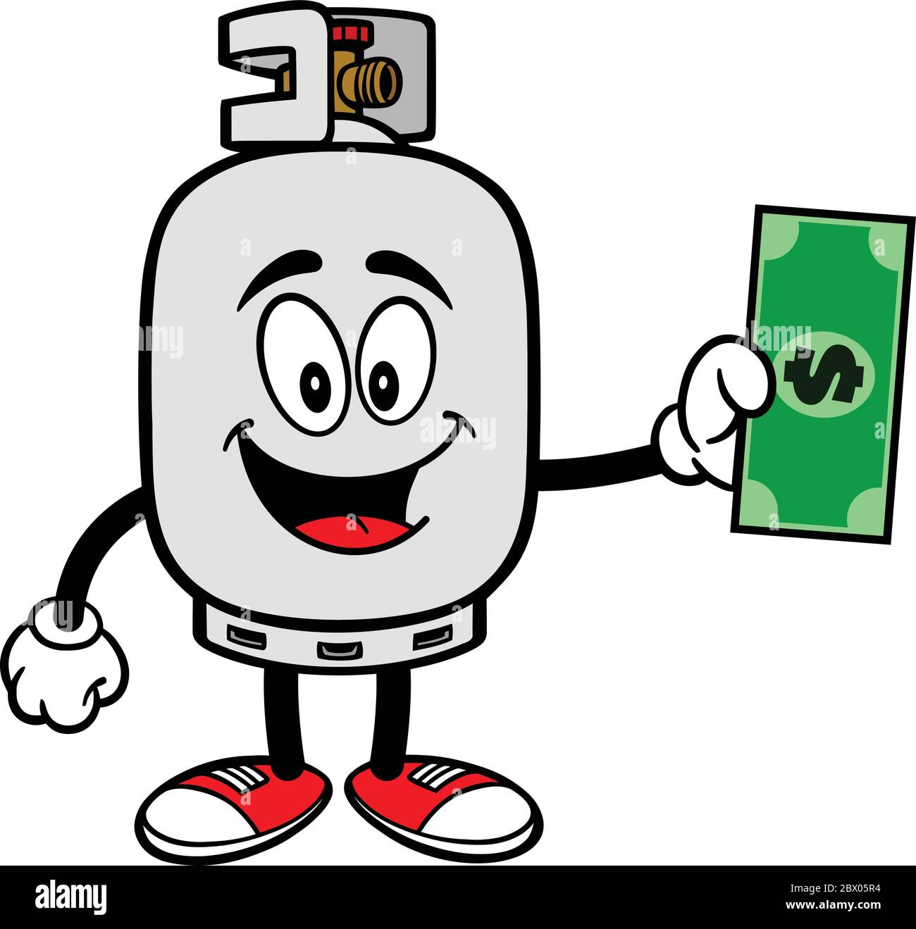 Propane Tank with Dollar A Cartoon Illustration of a Propane Tank with