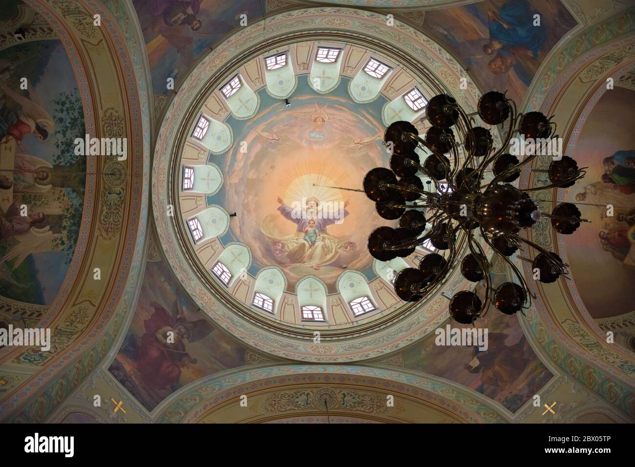 Interior Cathedral of the Icon of the Mother of God Joy of All Who Sorrow 1906 in in Saint John the Baptist Monastery, Sviyazhsk island, Russia Stock Photo