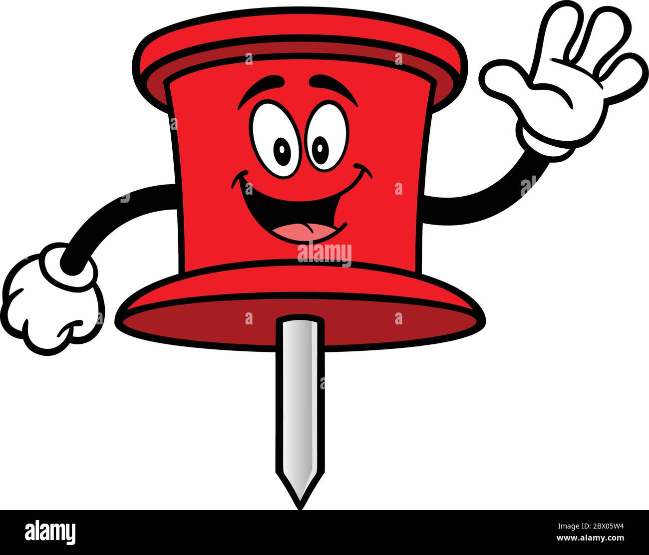 Push Pin Mascot Waving - A cartoon illustration of a Push Pin Mascot Waving  Stock Vector Image & Art - Alamy