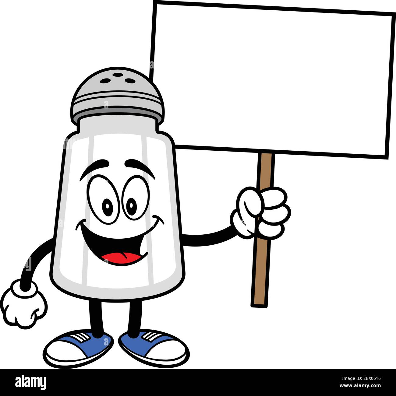 Salt Shaker with Sign A Cartoon Illustration of a Salt Shaker with a