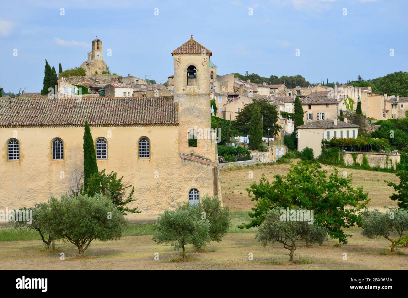 Medieval village Lourmarin on lavender route, district of Vaucluse in Provence in France, classified as one of the most beautiful villages in France Stock Photo