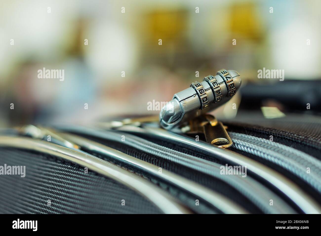 Security lock on the suitcase Stock Photo