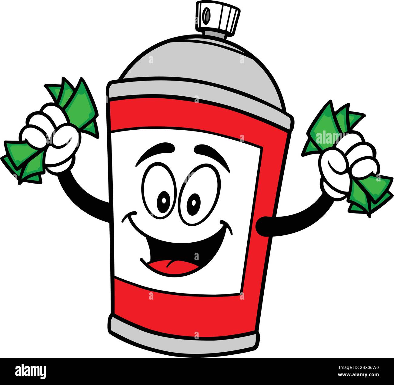 Spray Can with Money - A cartoon illustration of a Spray Can Mascot with Money. Stock Vector
