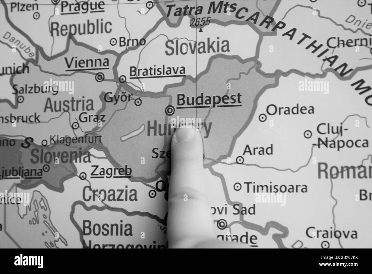 Part of European map in b/w Stock Photo