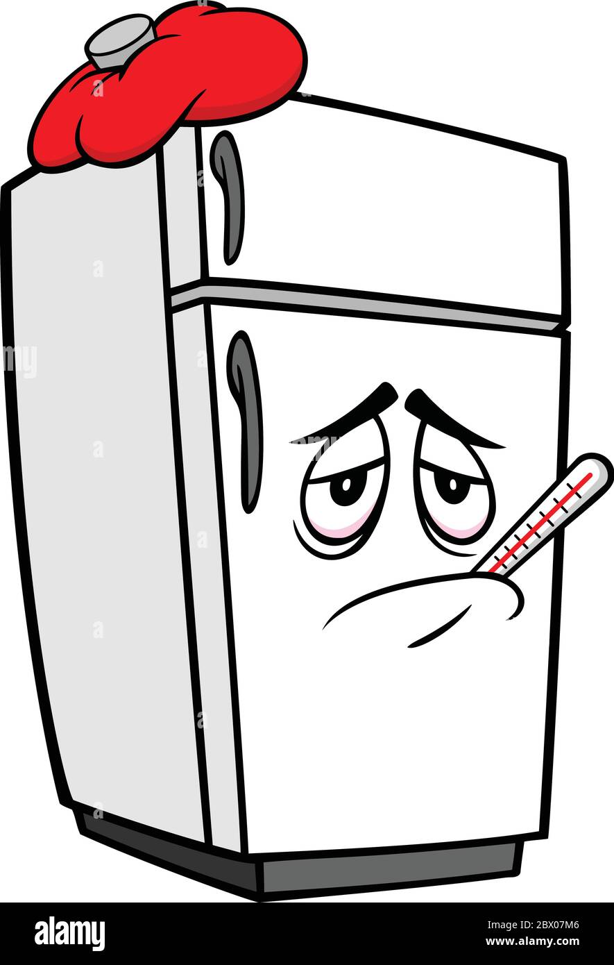 Refrigerator Mascot Sick A cartoon illustration of a sick