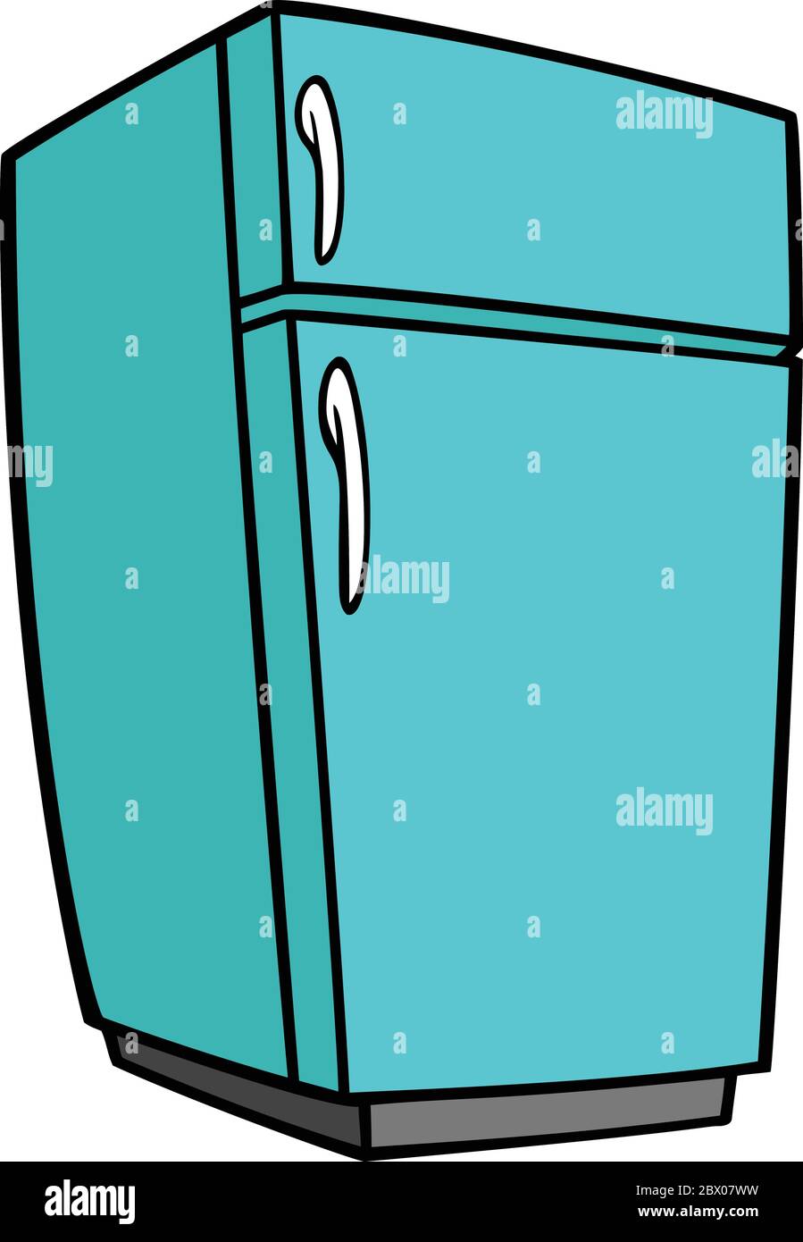 Teal Retro Refrigerator - An illustration of a Teal Retro Refrigerator. Stock Vector