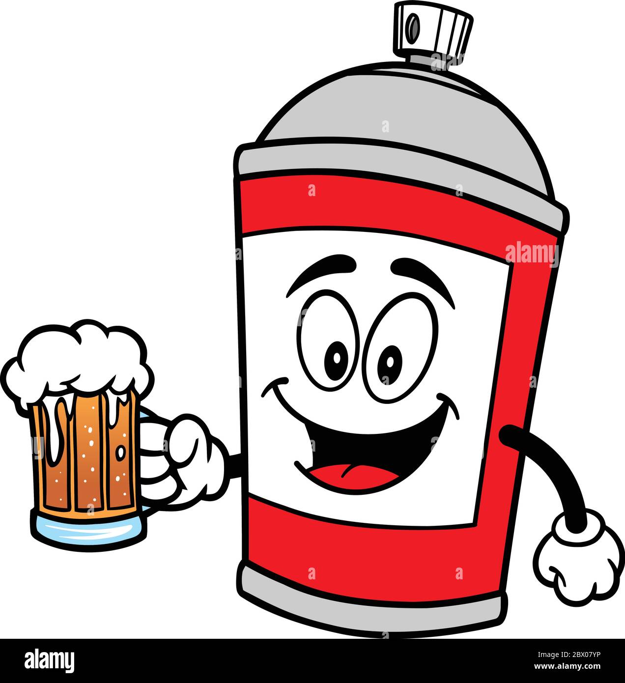 Spray Can with Beer - A cartoon illustration of a Spray Can with a Beer. Stock Vector