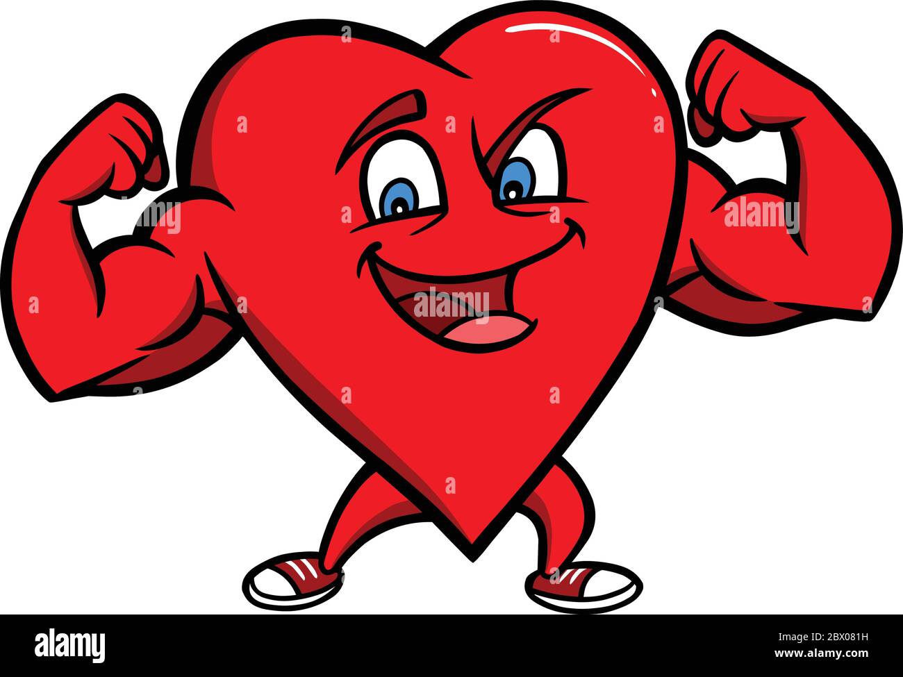 Strong Heart Character - A cartoon illustration of a Strong Heart Mascot Character. Stock Vector