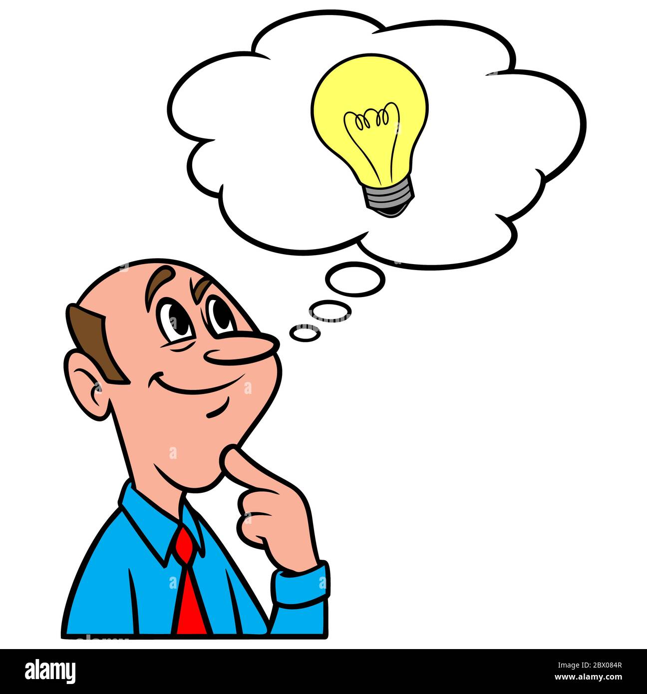 Thinking of an Idea- An Illustration of a person Thinking of an Idea. Stock Vector