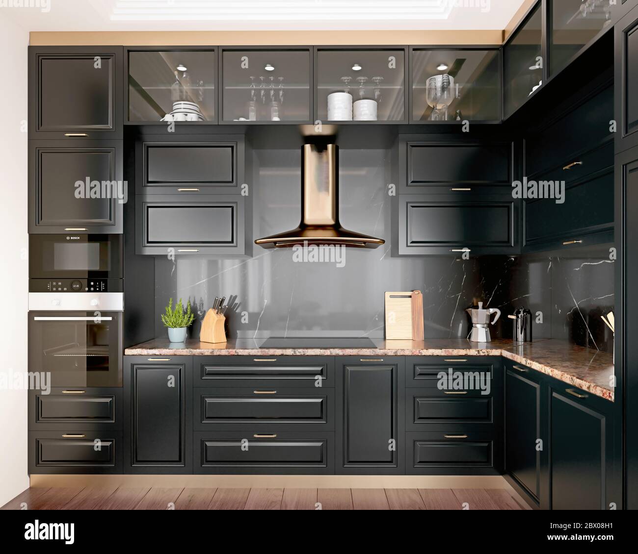 Black kitchen tiles hi-res stock photography and images - Alamy