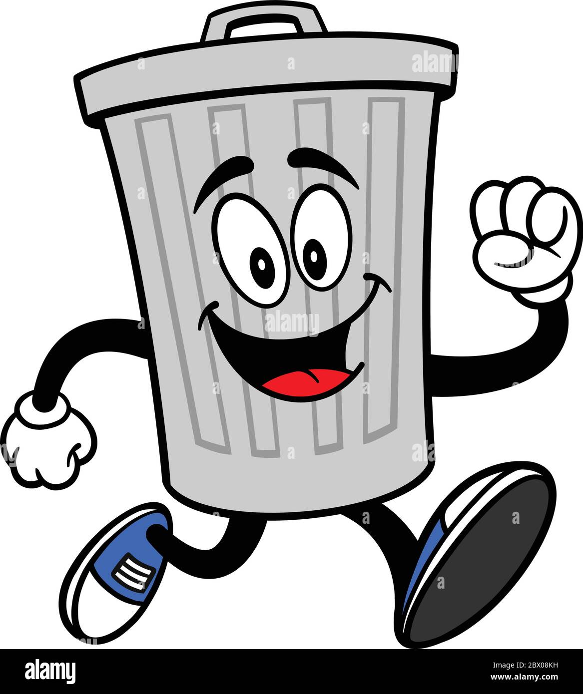 Trash Can Mascot Running A Cartoon Illustration of a Trash Can Mascot