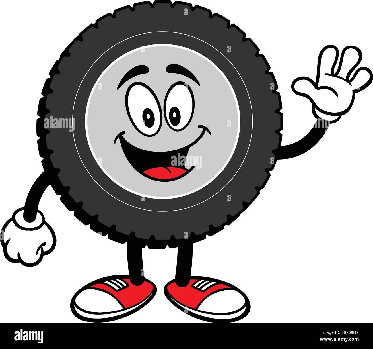 Tire Cartoon Waving- An Illustration of a Cartoon Tire Waving. Stock Vector