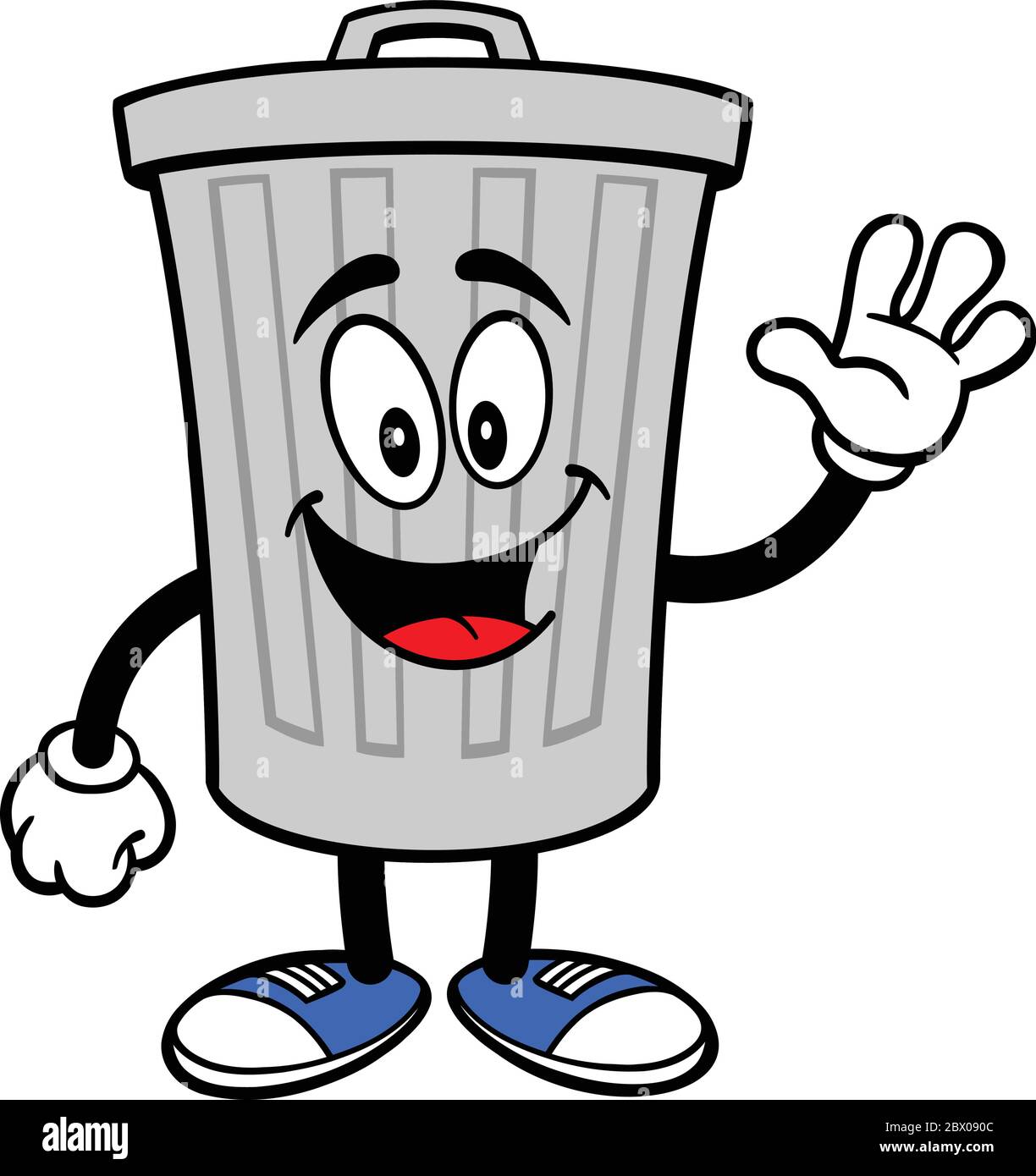 Trash Can Mascot Waving- A Cartoon Illustration of a Trashcan Mascot Waving  Stock Vector Image & Art - Alamy