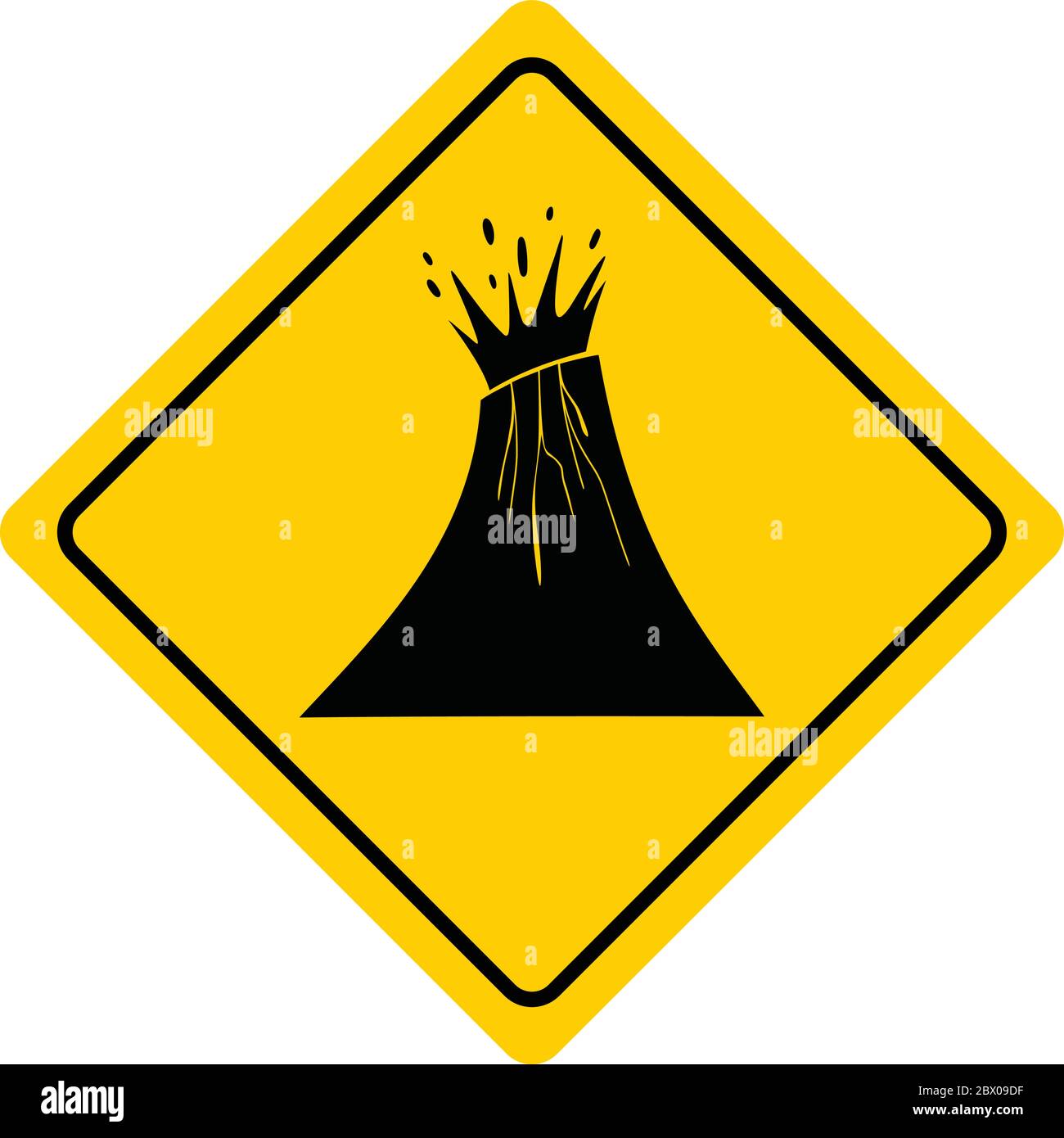 Volcano Warning Sign An Illustration of a Volcano Warning Sign Stock