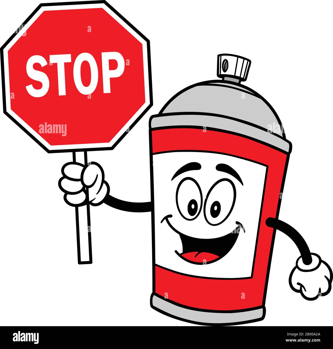 Spray Can with Stop Sign - A cartoon illustration of a Spray Can Mascot with a Stop Sign. Stock Vector