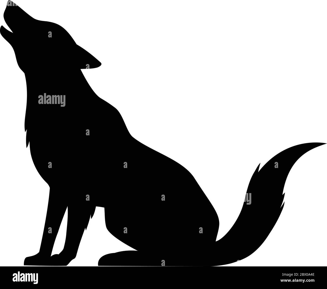 Wolf Howling Silhouette - An illustration of a Wolf Howling Silhouette. Stock Vector
