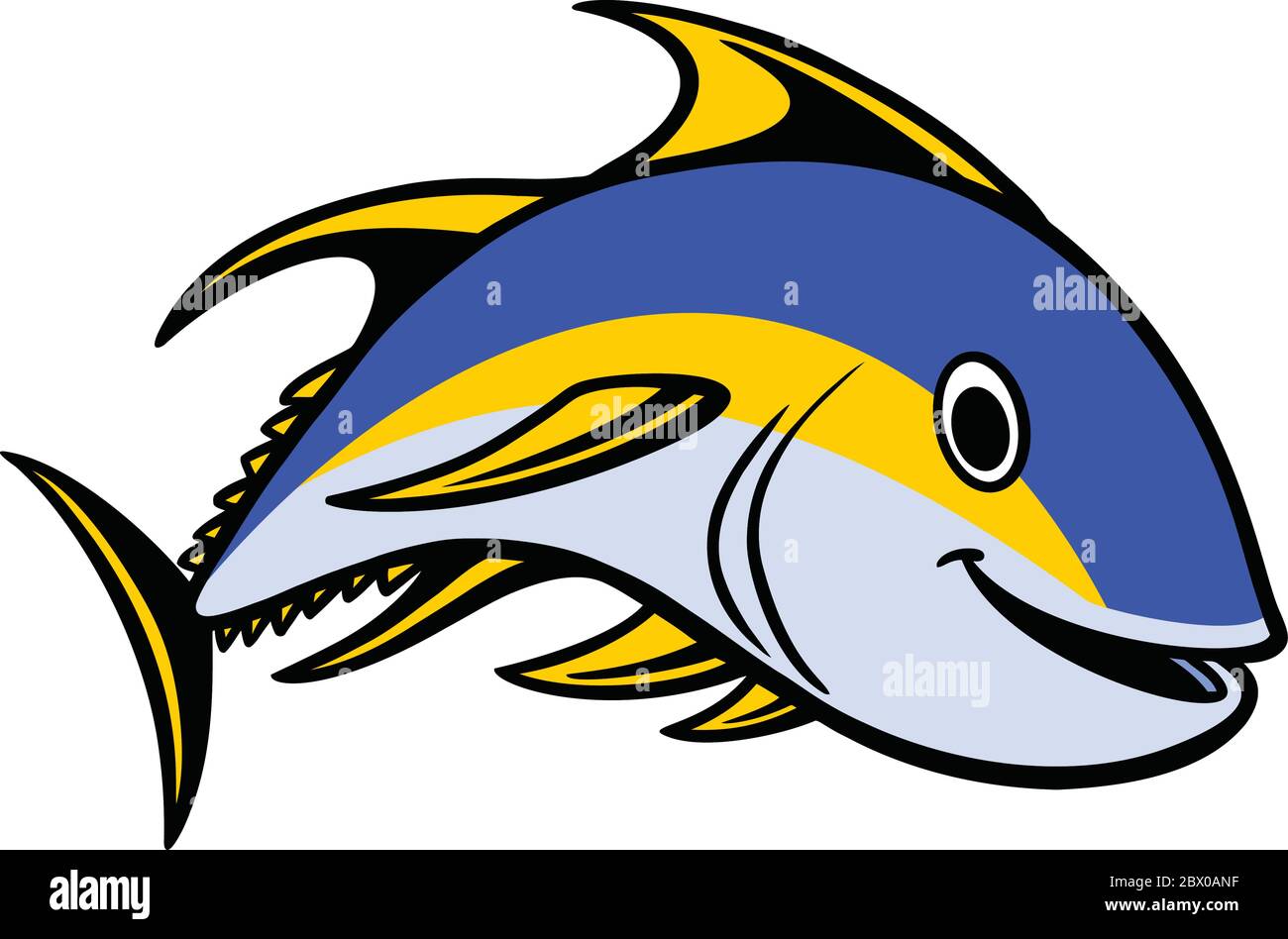 Yellow Fin Tuna Swimming An Illustration of a Yellow Fin Tuna Swimming
