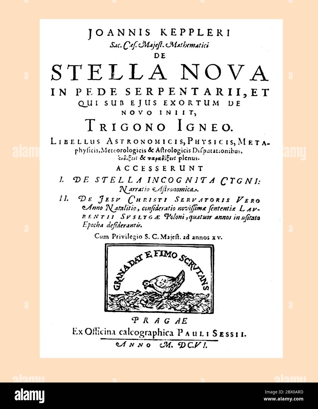Johannes Kepler Stella Nova Title Page refreshed and reset Stock Photo