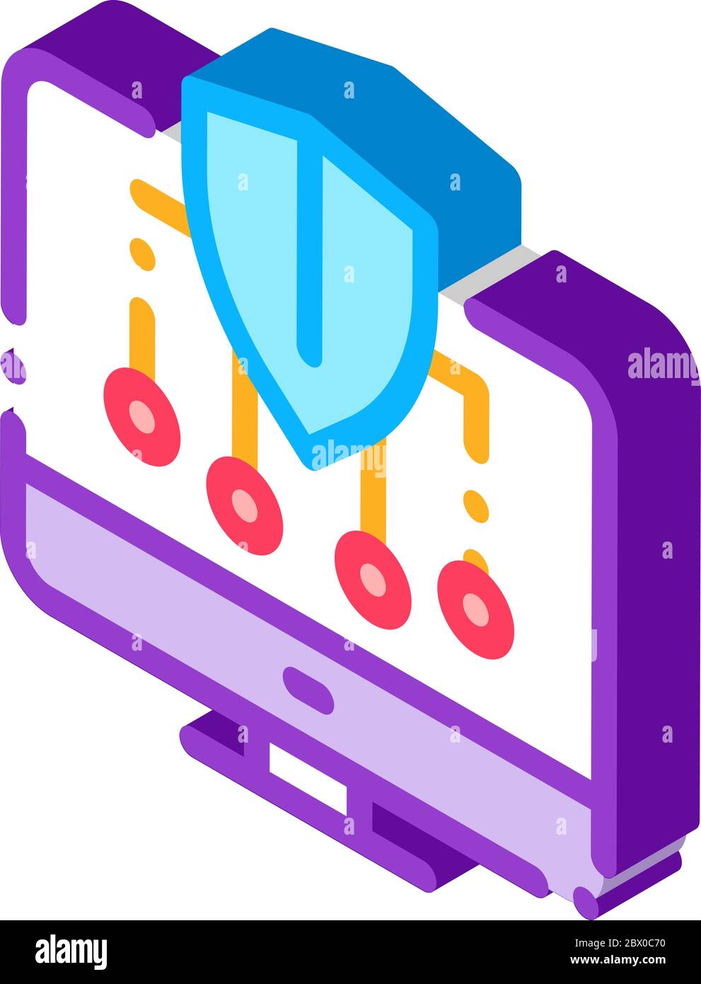 Personal Computer Protection isometric icon vector illustration Stock ...