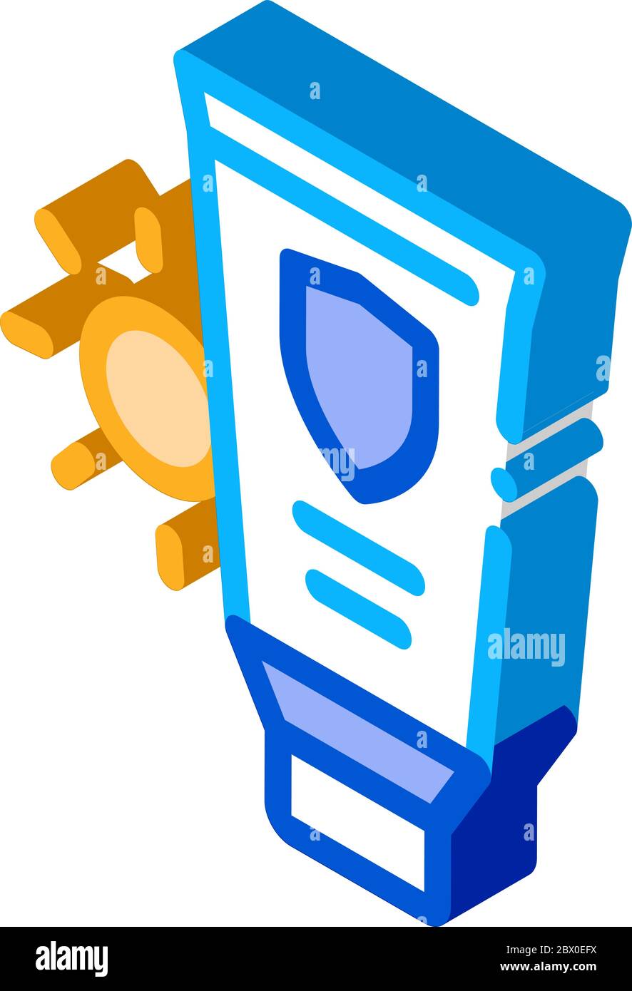 Sunscreen isometric icon vector illustration Stock Vector