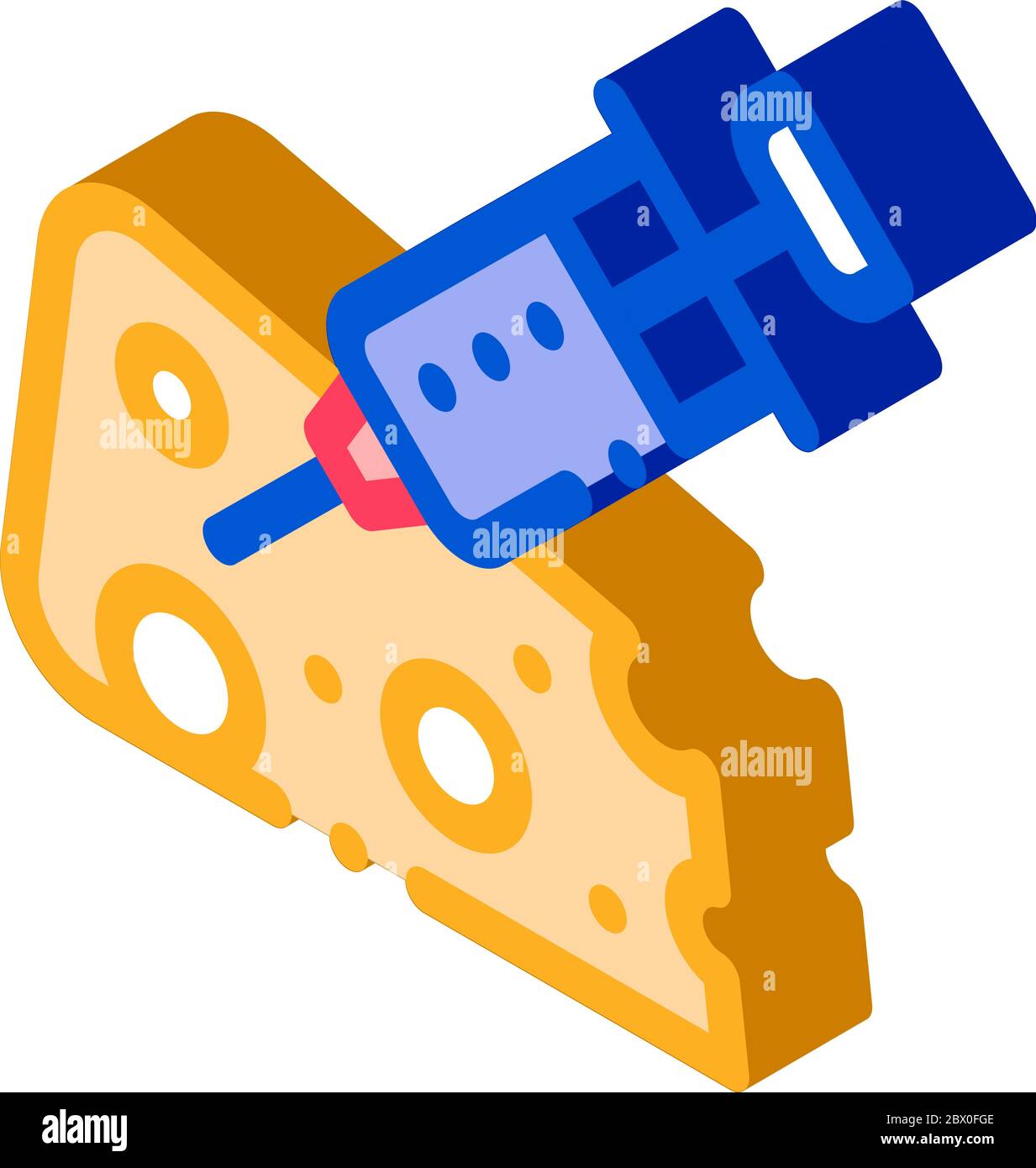 Injection into Cheese isometric icon vector illustration Stock Vector