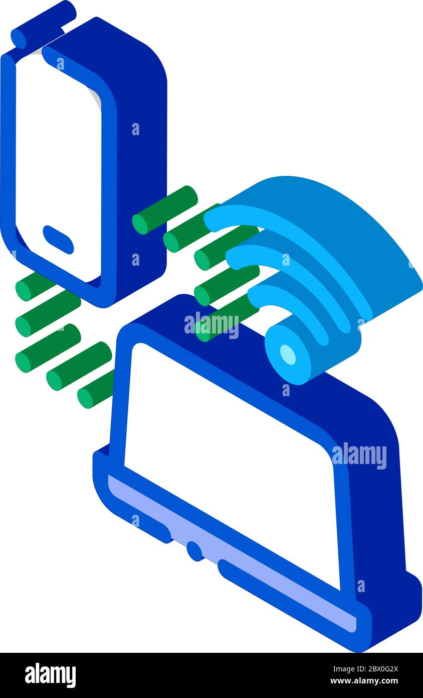 Smartphone and Laptop Wi-Fi Connection isometric icon vector ...