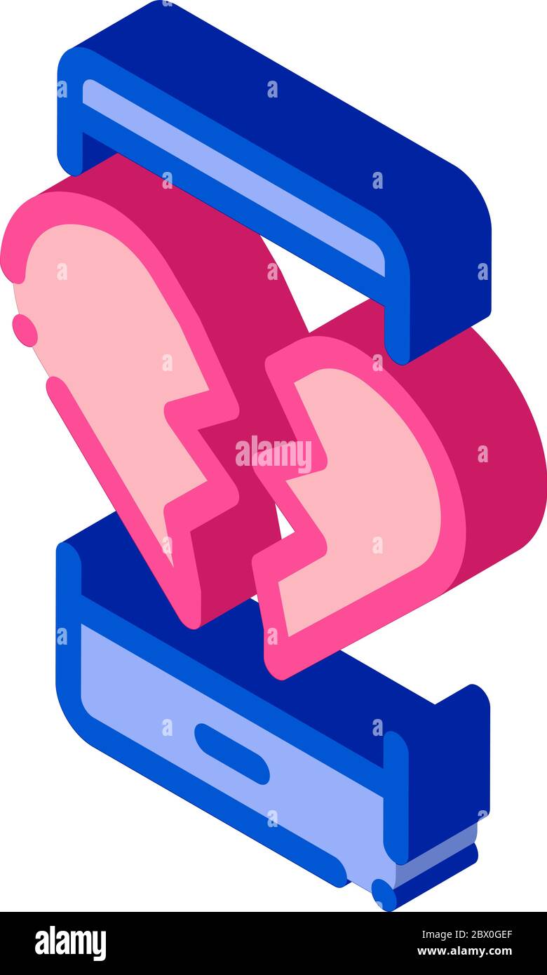 Broken Heart isometric icon vector illustration Stock Vector Image ...