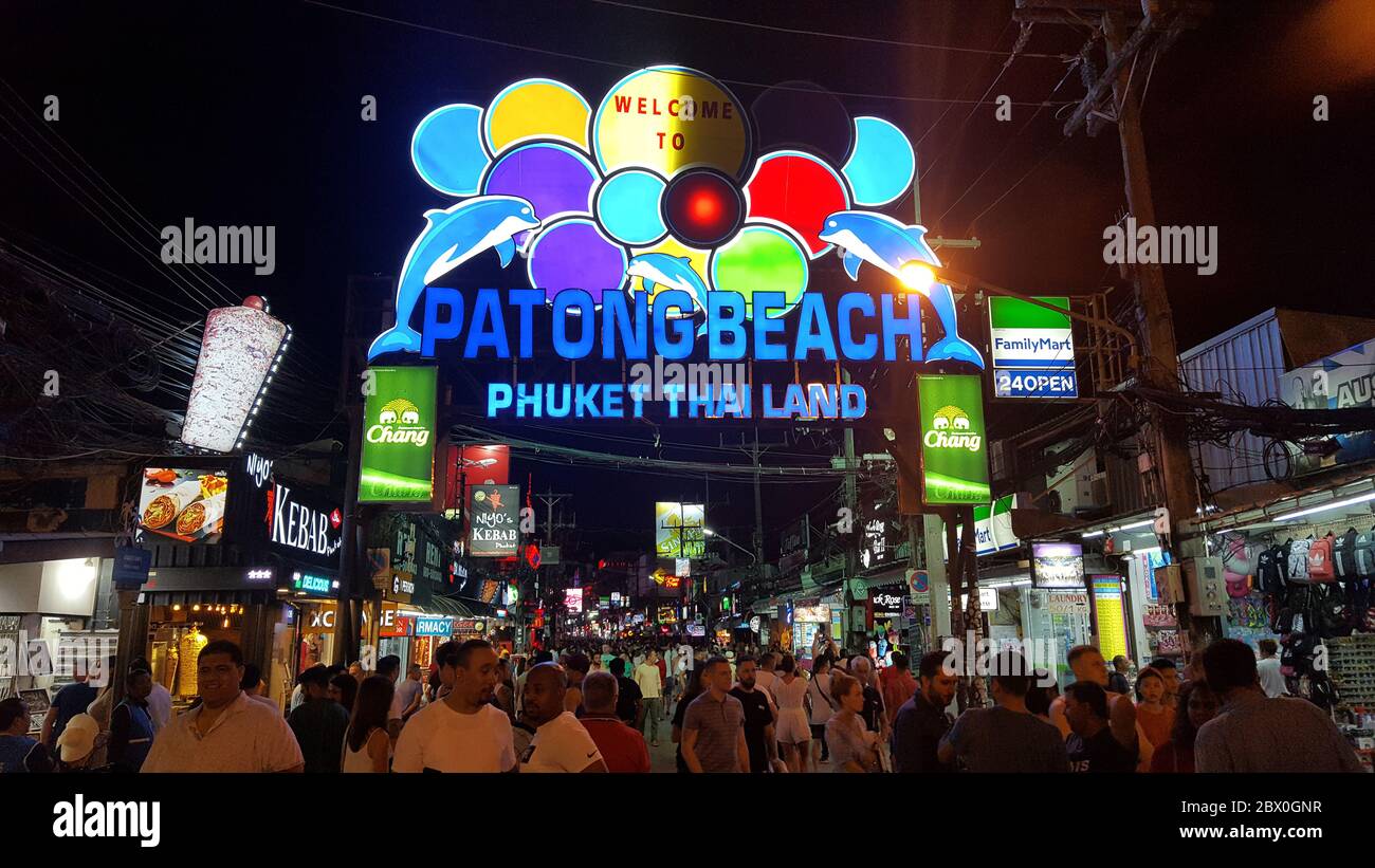 Entrance Of Bangla Road Walking Street At Night, Patong Phuket, Thailnad 17/11/2019 Stock Photo