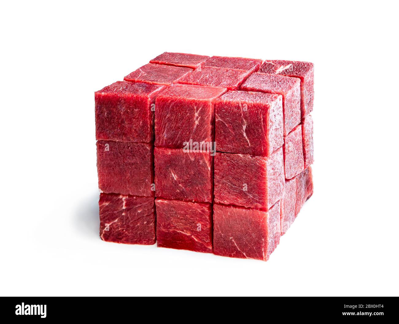 puzzle cube made of fresh meat isolated on white concept Stock Photo ...