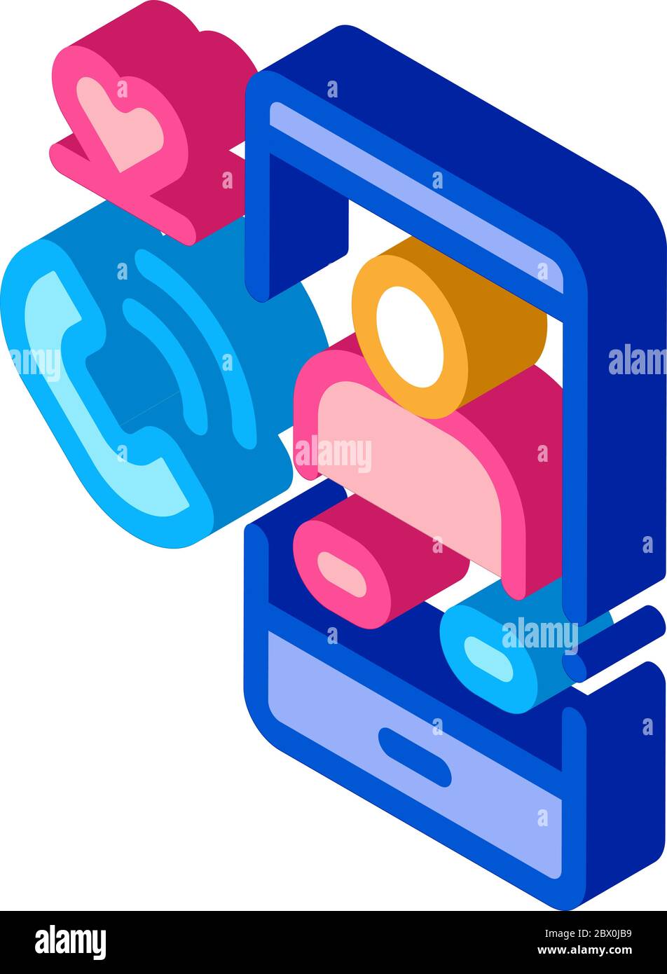 Romantic Phone Call isometric icon vector illustration Stock Vector ...