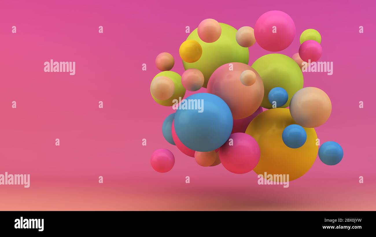 colorful floating spheres background 3d rendering Stock Photo - Alamy