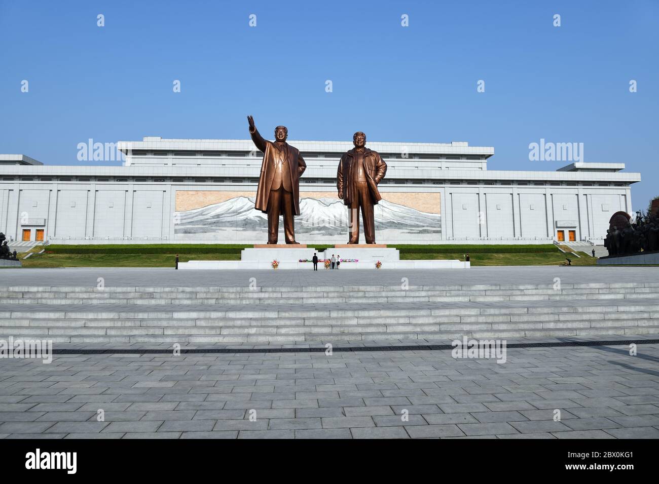 Pyongyang, North Korea - May 1, 2019: Mansudae Monument. Mansudae is the most respected monument of the late leaders of the DPRK, Kim Il Sung and Kim Stock Photo