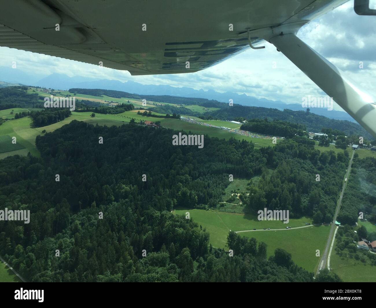 Switzerland cross country flight in a small airplane Stock Photo
